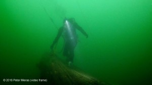 4K underwater video frame grab of derelict fish net removal